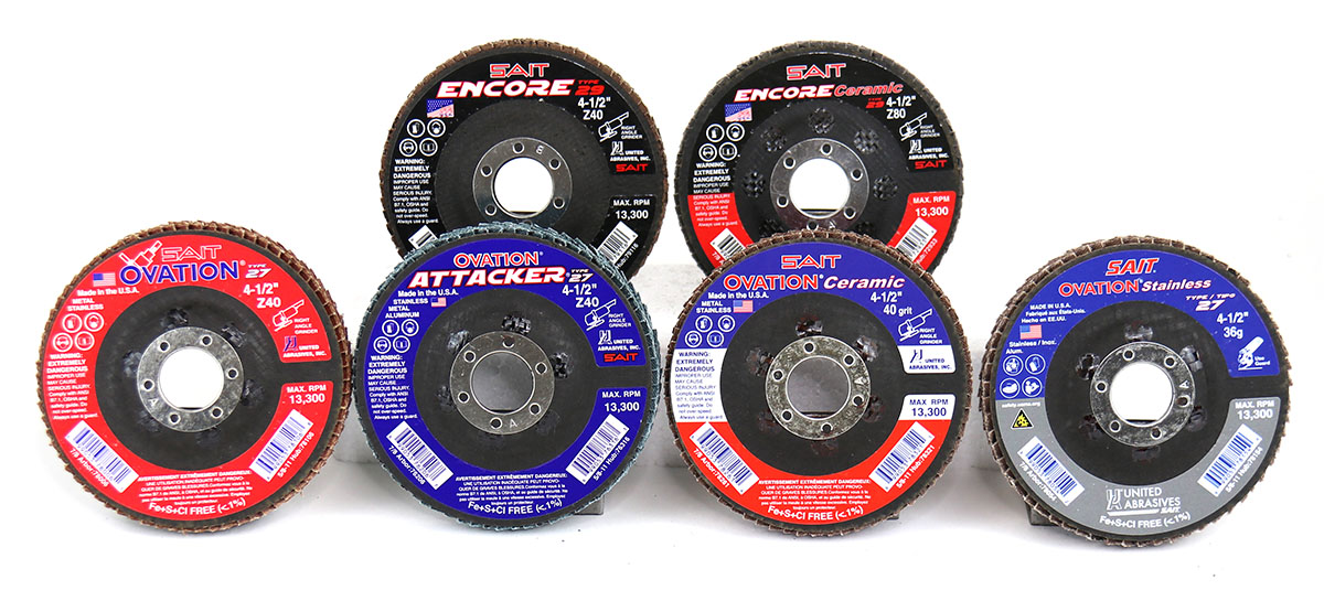 5pc United Abrasives Flap Disc SAIT 73950 4-1/2" x 7/8  Z50 grit Fiberglass 