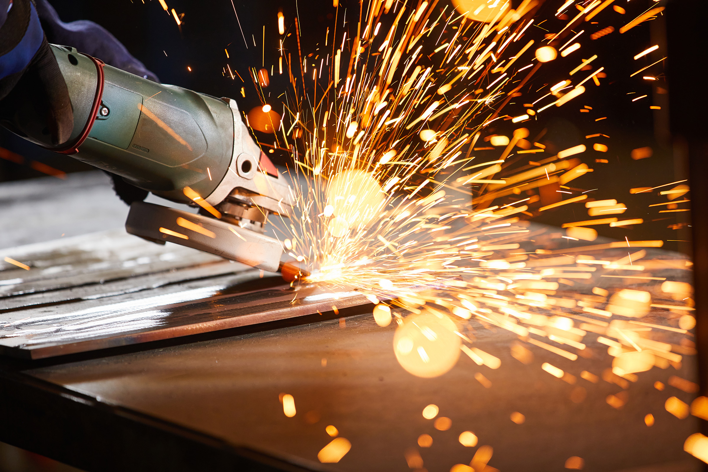 Grinder with sparks flying