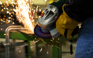 Grinding wheel action shot